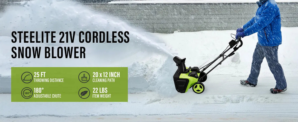 Deli Steelite 42V 20" Cordless Snow Blower – 850 Lbs/Min, Dual 4.0Ah Batteries & Charger Included – Effortless Snow Removal