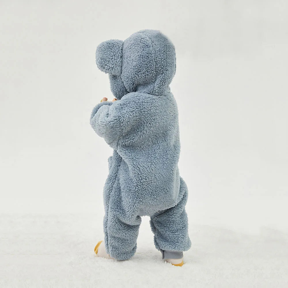 Warm Fleece Hooded Jumpsuits for Baby Autumn Winter Long Sleeve Infant Rompers Newborn Boy Girl Homewear Pajamas